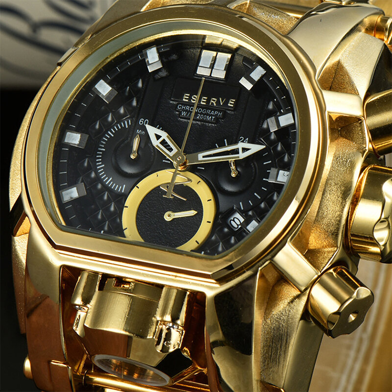 Cronógrafo em aço inoxidável Relógio de pulso masculino, unissex Reserve Bolt Zeus Watch, Drop Shipping, 52mm