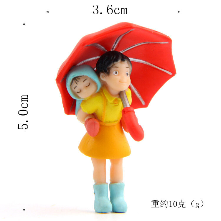 Hayao Miyazaki Mei Totoro Swing Action Figure Toys Kawaii Girls May With Umbrella PVC Dolls Ornament Garden Moss Miniature Decor