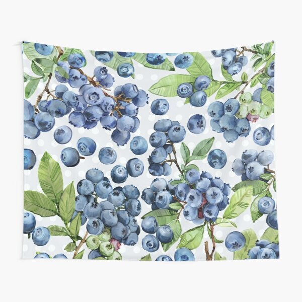 Watercolor Blueberry  Tapestry Room Beautiful Blanket Living Mat Home Wall Yoga Printed Hanging Decoration Bedspread Bedroom Art
