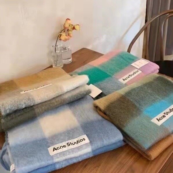 Nieuwe Mode Acne Studios Winter Warm Solid Cape Wraps Vrouwelijke Bandana Pashmina Luxe Kasjmier Vrouwen Hoge Kwaliteit Ac Lange Sjaal
