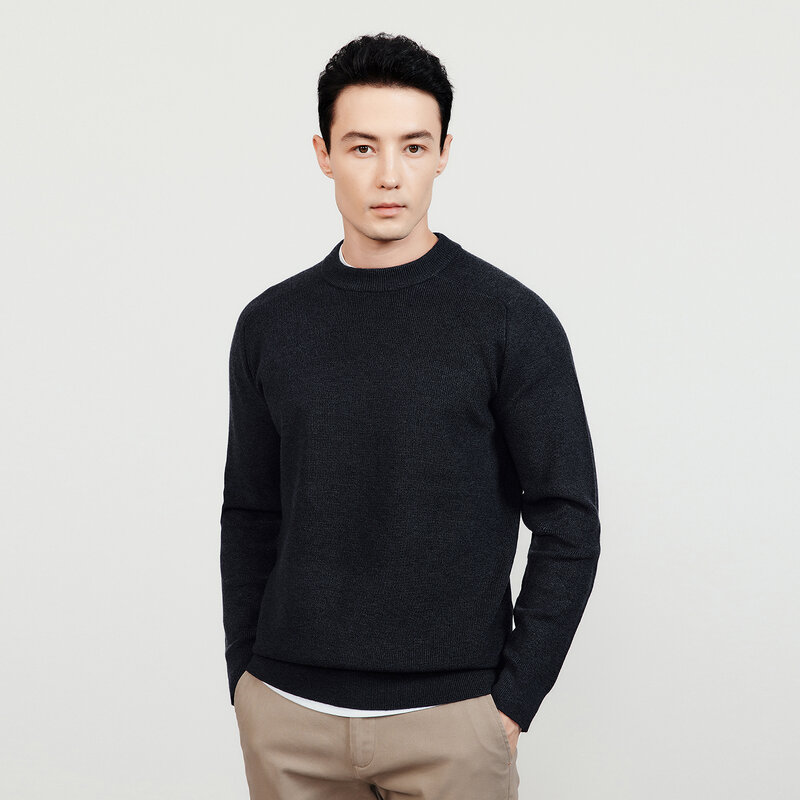 Kuegou 2022 outono inverno novos homens camisola cor sólida moda de alta qualidade pulôveres de tricô quentes top mistura de lã plus size 875