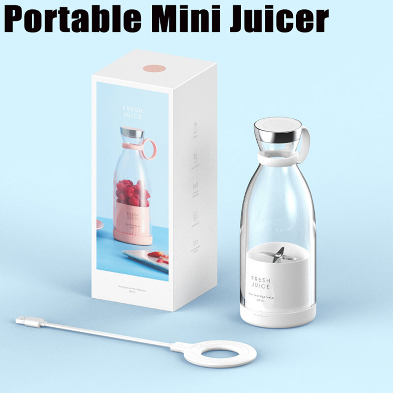 Exprimidor eléctrico portátil, Mini licuadora de frutas, botella fresca, carga inalámbrica por USB, pequeño exprimidor para el hogar