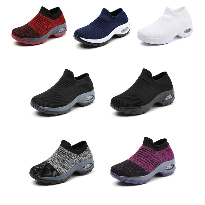 WVIOCE-zapatos de malla antideslizantes para mujer, zapatillas para caminar, con cojín de aire, mocasines de plataforma, informales
