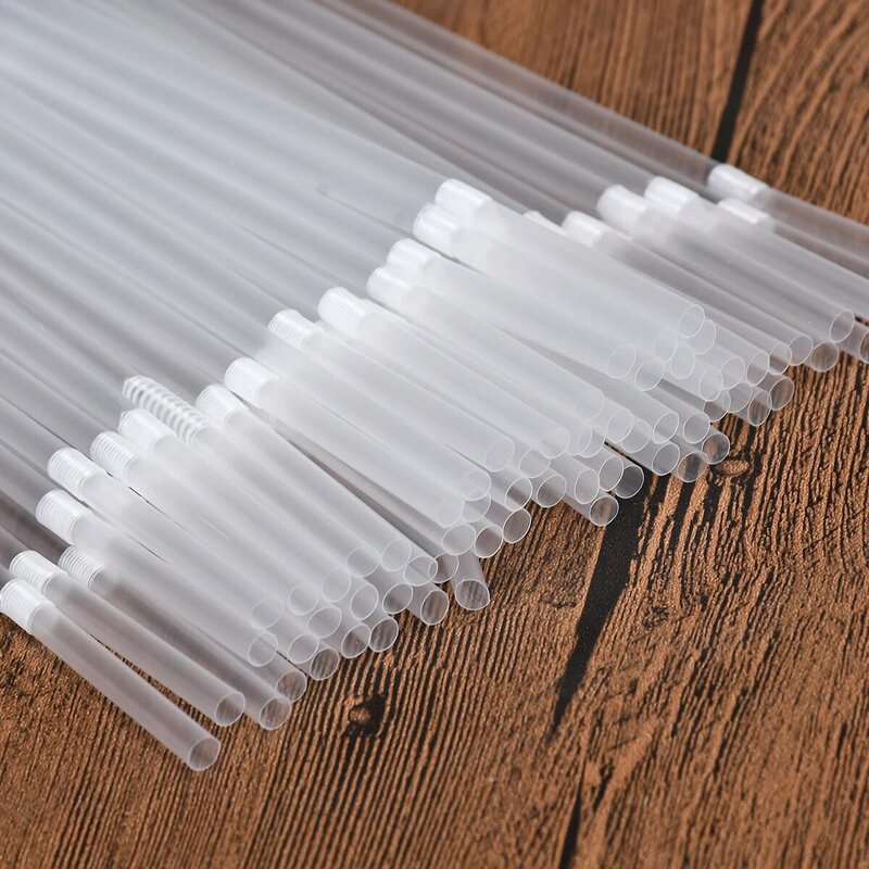 Pajitas transparentes de plástico para utensilios de cocina, pajitas flexibles desechables para Bar, fiesta, cóctel, 100 piezas