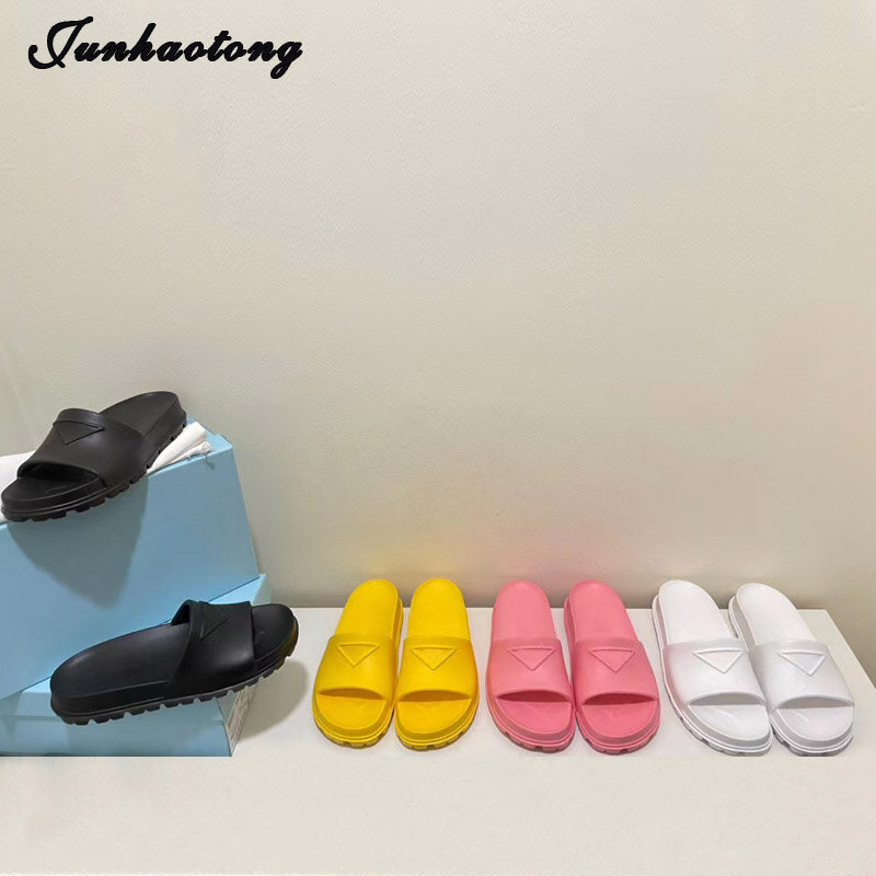 Zapatillas de lujo para mujer, sandalias deslizantes, zapatos de diseñador con plataforma para exteriores, chanclas de verano, 2022