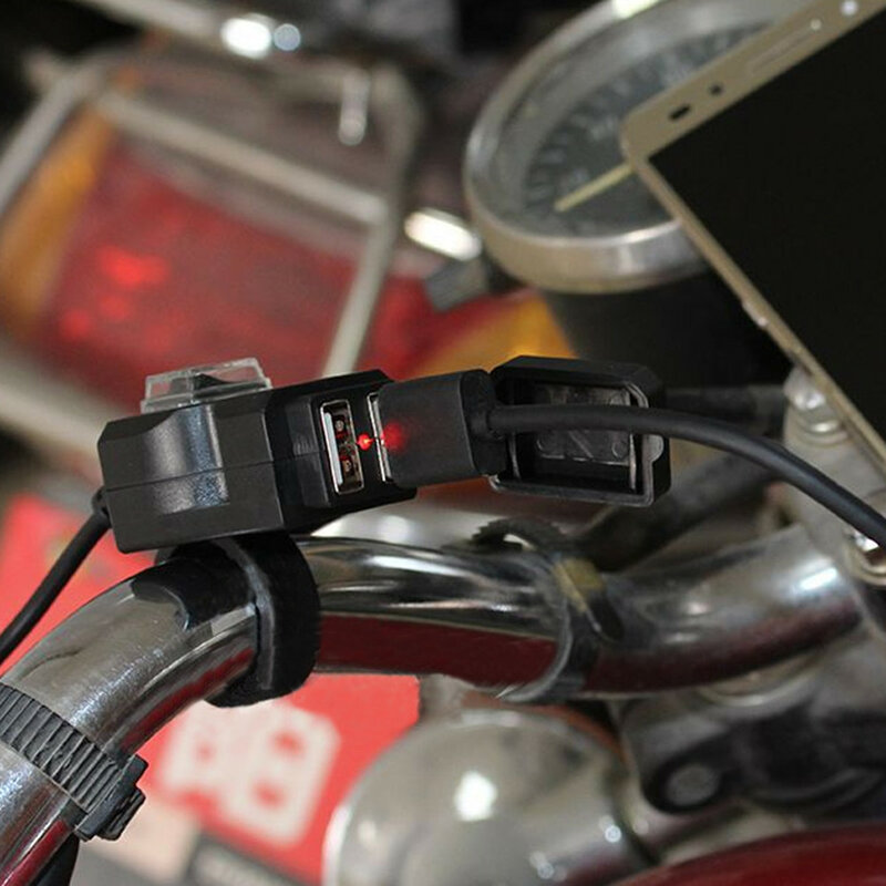 Зарядное устройство с двумя USB-портами для мотоцикла, 12 В, 5 В, 1 А, 2,1 А