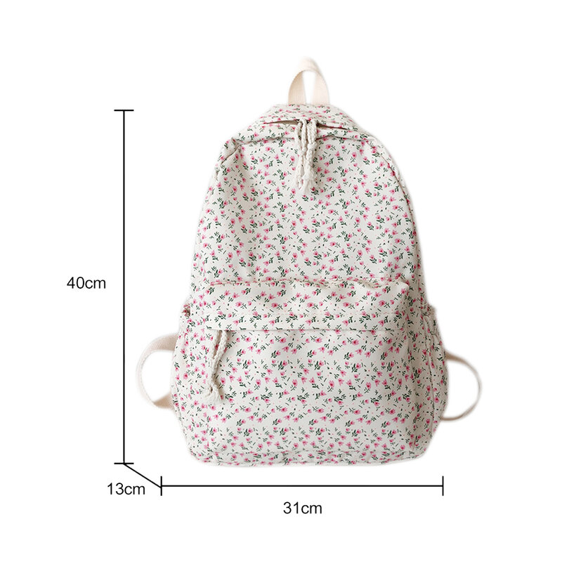 Fashion Floral Printed Backpack for Women Travel Flower Large Capacity Nylon Knapsack Student Girls Shoulder School Bag Book Bag