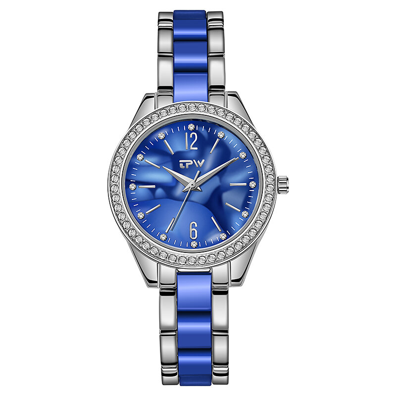 Corazón del mar para mujer, reloj de pulsera azul con correa inoxidable y diamantes de imitación, regalo para mujer