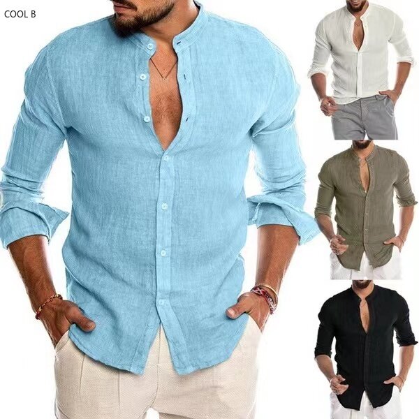 Kemeja Rami untuk Pria Pakaian Kemeja Homme Ropa Hombre Camisas De Hombre Camisa Masculina Blus Pakaian Vintage Kemeja Blusas