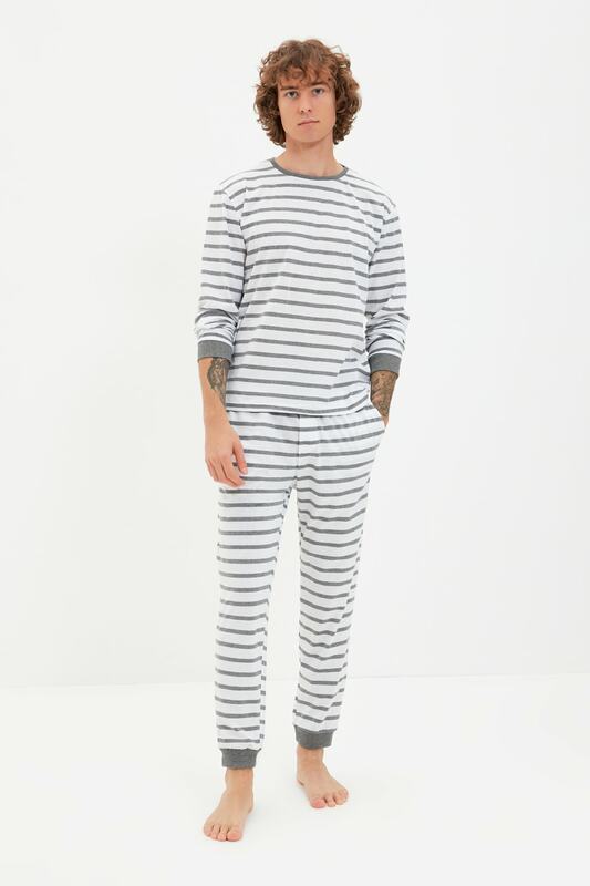 Trendyol-Conjunto de pijama a rayas para hombre, pijama de corte Regular, THMAW22PT0415