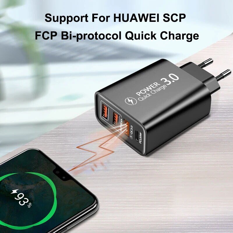 Olaf 60 Вт Зарядное устройство USB быстрая зарядка 3,0 4 порта PD быстрое зарядное устройство Тип C для iphone Huawei Xiaomi Samsung настенная дорожная вилка ЕС С...