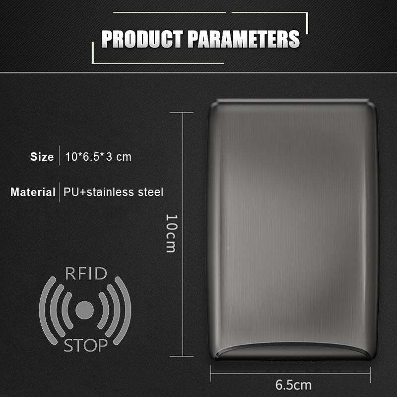 Billetera de seguridad RFID para depósito y retiro, funda metálica de aluminio para tarjeta de identificación, bolso antirrobo
