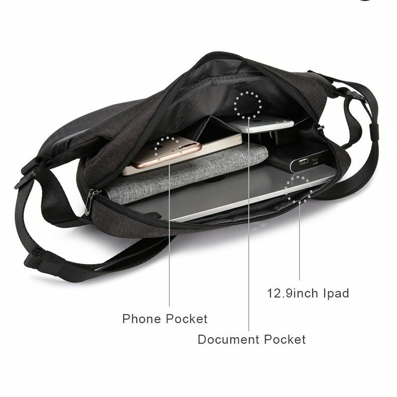 새로운 디자인 도난 방지 럭셔리 남성용 가슴 가방, 휴대용 전화 카메라 슬링 가방 발수 다기능 캐주얼 가방