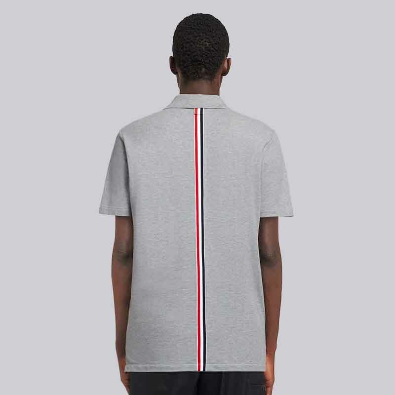 TB THOM-Polo para hombre, camiseta informal ajustada de marca a la moda, camisetas 100% de algodón a rayas con cuello vuelto, camiseta Unisex