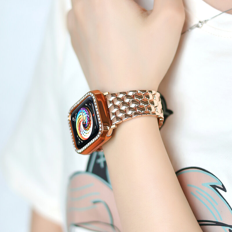 Luxury Bracelet For Apple Watch Band 45mm 41mm 38mm 40mm 44mm 42mm Metal Watchband Bracelet iWatch Series 7 SE 6 5 4 3 2 Strap