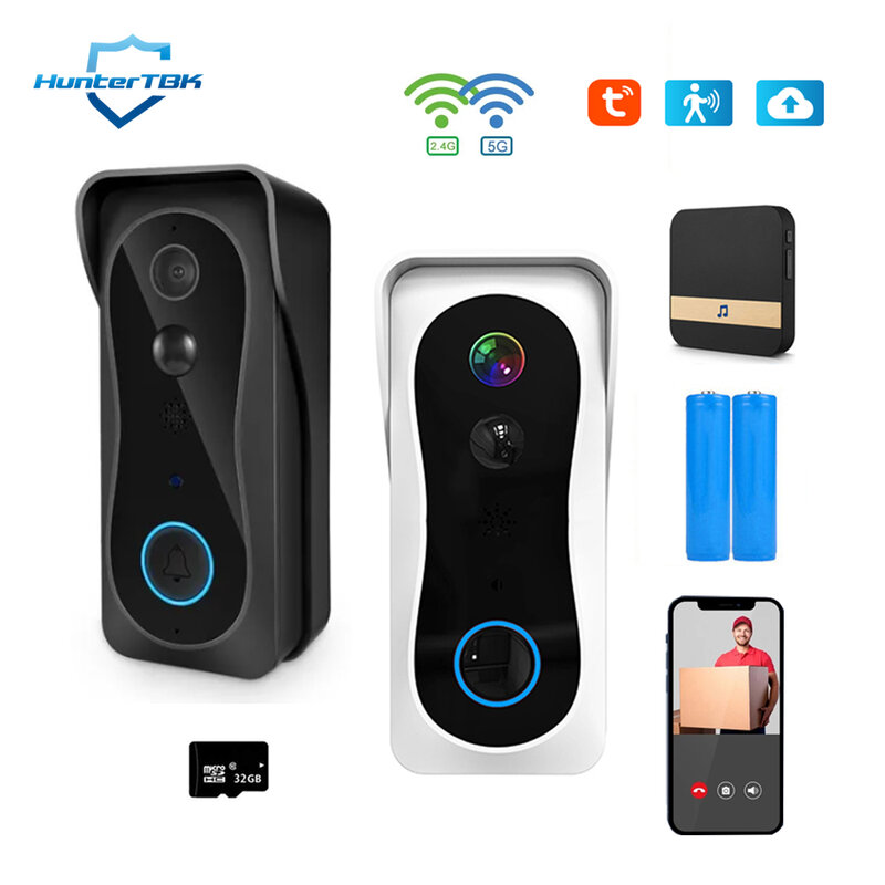1080P WiFi Video Doorbell 5G 2.4G Dual Band Wireless Home Door Bell Tuya สมาร์ทกันน้ำรีโมทแอป Intercom กล้องวงจรปิด