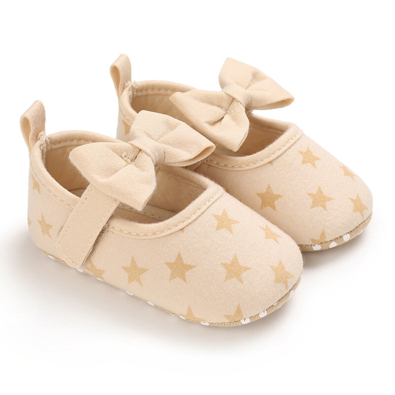 Zapatos de cuna para niña recién nacida, zapatillas de suela suave con lazo, 0 a 18M