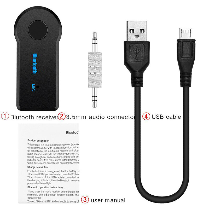 2 in 1 Wireless Bluetooth 5.0 Receiver Adapter 3.5mm Jack For Car Music Audio Aux Audio MP3 A2dp Headphone Reciever Handsfree