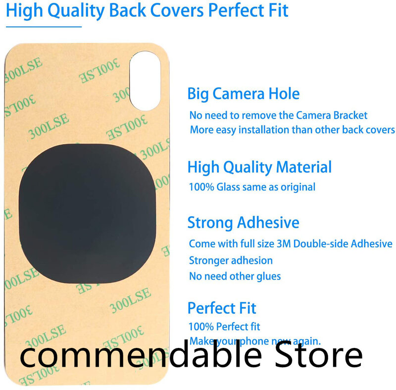 For iPhone XS Max Back Glass Cover Panel Battery Cover Replacement Parts Original With logo Housing Big Hole Camera Rear Glass