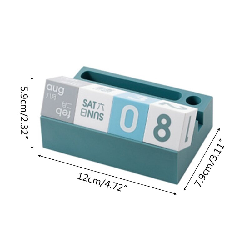 Calendrier carré perpétuel bloc de calendrier de bureau avec support de téléphone portable, support de stylo, décoration nordique créative