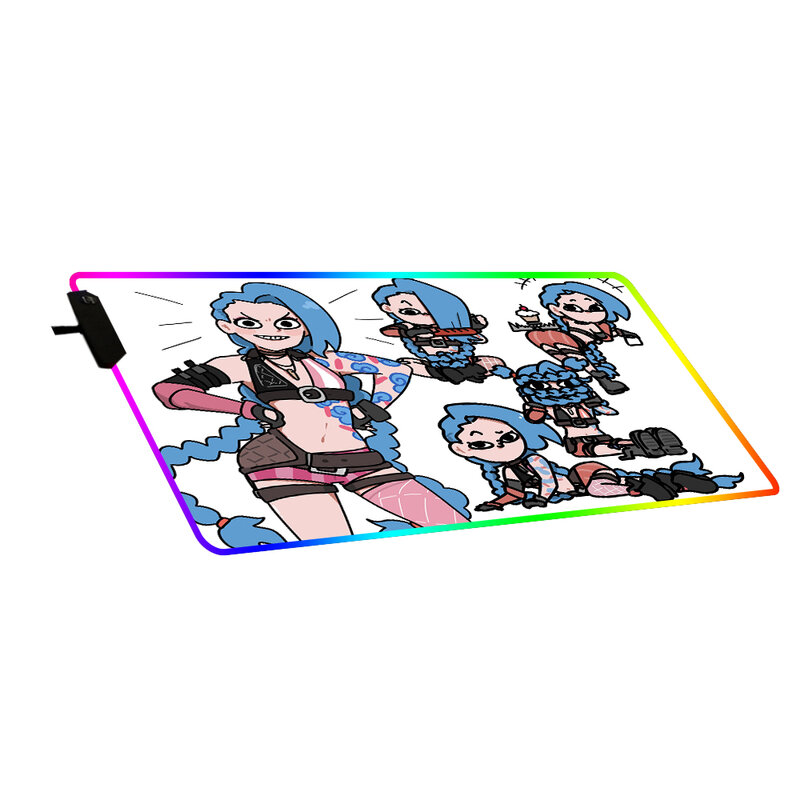 Grand Tapis De Souris Anime Arcane Jinx RGB, pour ordinateur De bureau, PC Gamer, couleur xxl