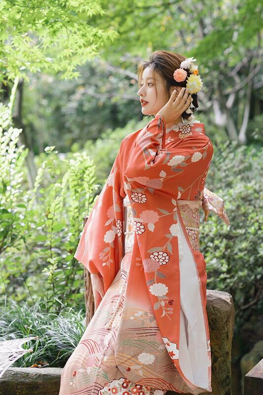 Кимоно женское традиционное в японском стиле, длинный кардиган с японским традиционным принтом, юката, халат в японском стиле
