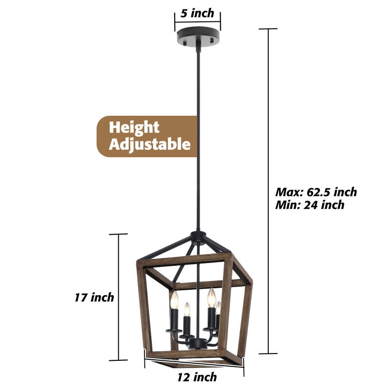 4-Light Rustic Metal Pendant Lighting Industrial Ceiling Lamp Hanging Chandelier Home Decor E12 Home Living Lighting