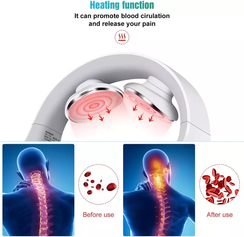 Portátil inteligente pescoço e ombro massageador elétrico de baixa frequência aquecimento alívio da dor cuidados saúde relaxamento ferramenta saúde massageador