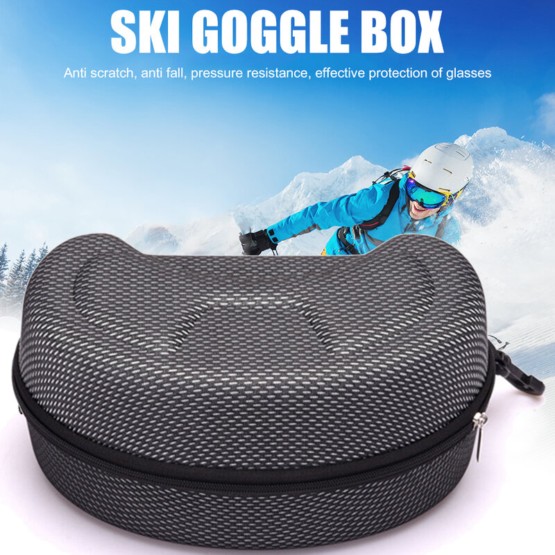Casing Kacamata Ski Travel Ski EVA Kotak Penyimpanan Kacamata Hitam Tas Seluncur Salju Tahan Air Berdiri Casing Kacamata Ritsleting Casing Keras