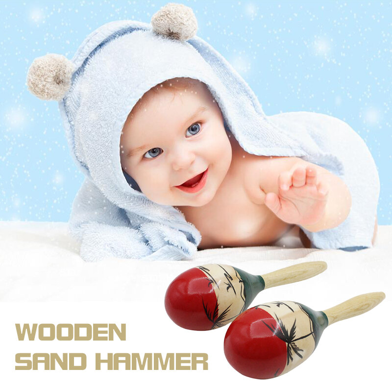 EIN Paar Farbe Holz Maracas Holz Tropical Party Percussion Shaker Holz Sand Hammer Musical Party Favor Kind Baby Shaker Spielzeug