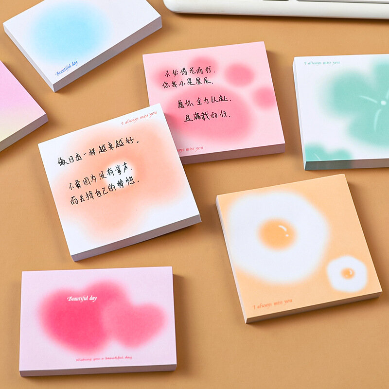 Coreano carino colore sfumato di alto valore note adesive Ins Girl Heart Memo pad N Times adesivi blocco note di cancelleria per studenti creativi