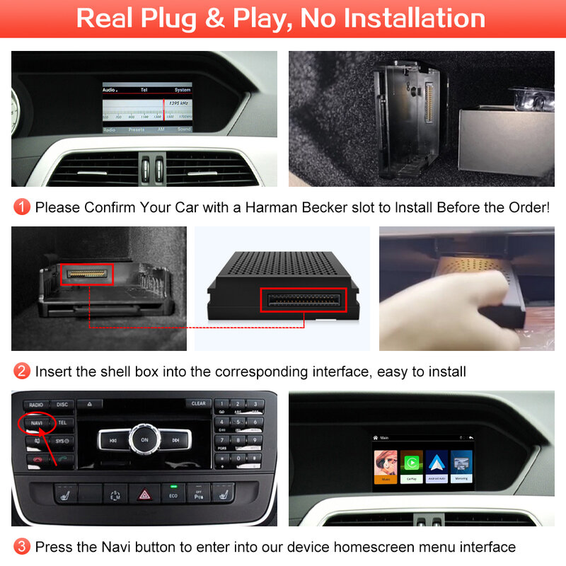 CarPlay inalámbrico para Mercedes Benz Clase C, W204, C204, S204, NTG 4,5, con Android, Mirror Link, funciones de navegación AirPlay