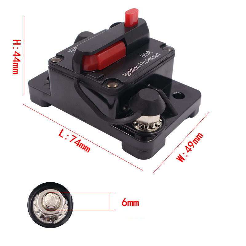 Universal Circuit Breaker Self-recovery Switch Auto Audio Fuse Holder Disconnect Protector for Marine Car RV 60A 100A 200A 300A