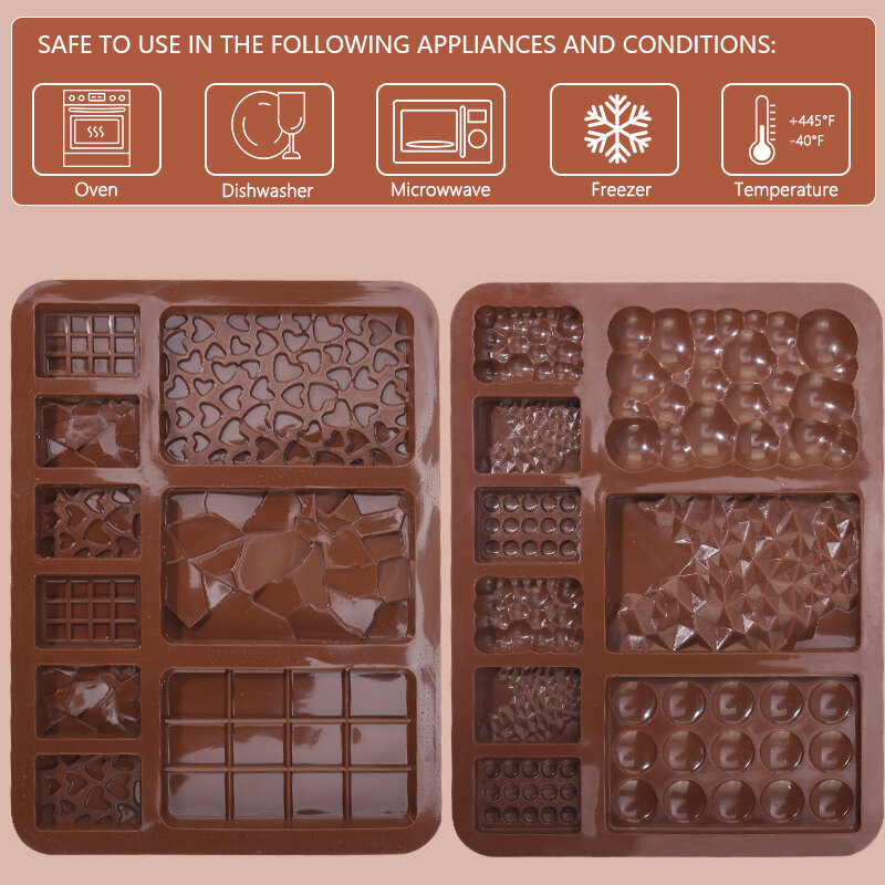 Cetakan Coklat Silikon untuk Memanggang 9 Rongga Dapat Digunakan Kembali Antilengket Kue Candys Alat Dapur Aksesori Kue Panggang Dekorasi