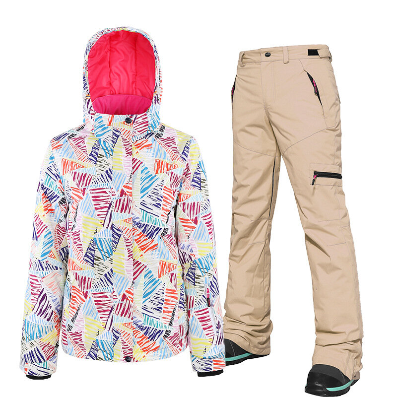 SEARIPE Ski Suit Set Women Thermal Clothing Windbreaker Waterproof Winter Warm Wear Jackets Pants Snowboard Coats Trousers
