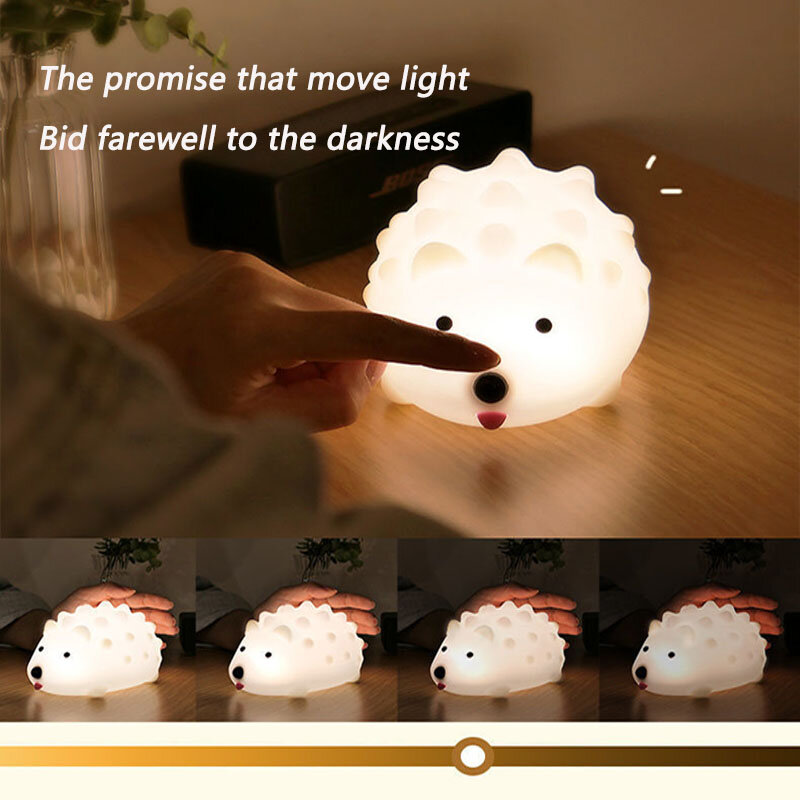 Led Night Light Hedgehog Lamp Soft Silicone USB Rechargeable Light For Kids Children Bedroom Decoration Christmas Gift
