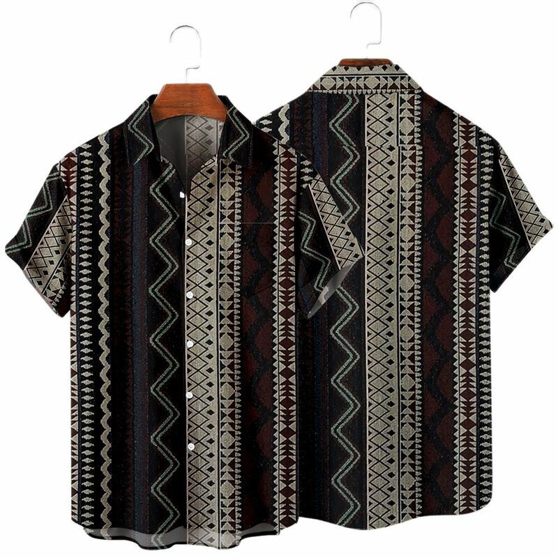 2022 New Hawaii men's retro shirt tops Vintage summer Casual for men and women Streetwear oversized single button down shirt