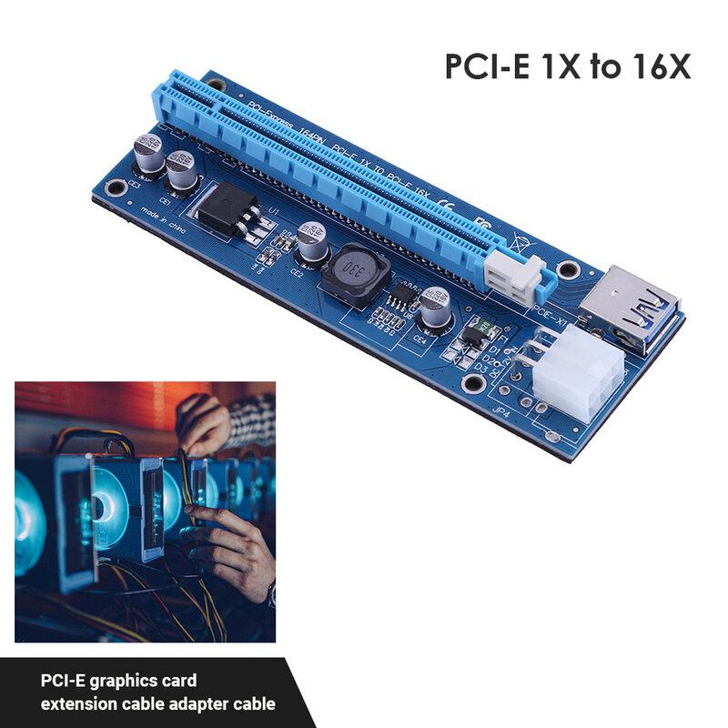PCI-E Express 16X Riser Board PCIe 6-Pin พอร์ต USB3.0 1x To 16x Extender Mining พิเศษ Riser การ์ดสำหรับ BTC Mining