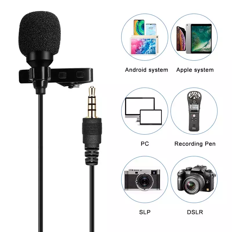 Ulanzi Arimic 1.5M/6M Clip-on Lavalier Lapel mikrofon pojemnościowy mikrofon TRRS Adapter kabel dla iPhone Android Smartphone/iPad/DSLR