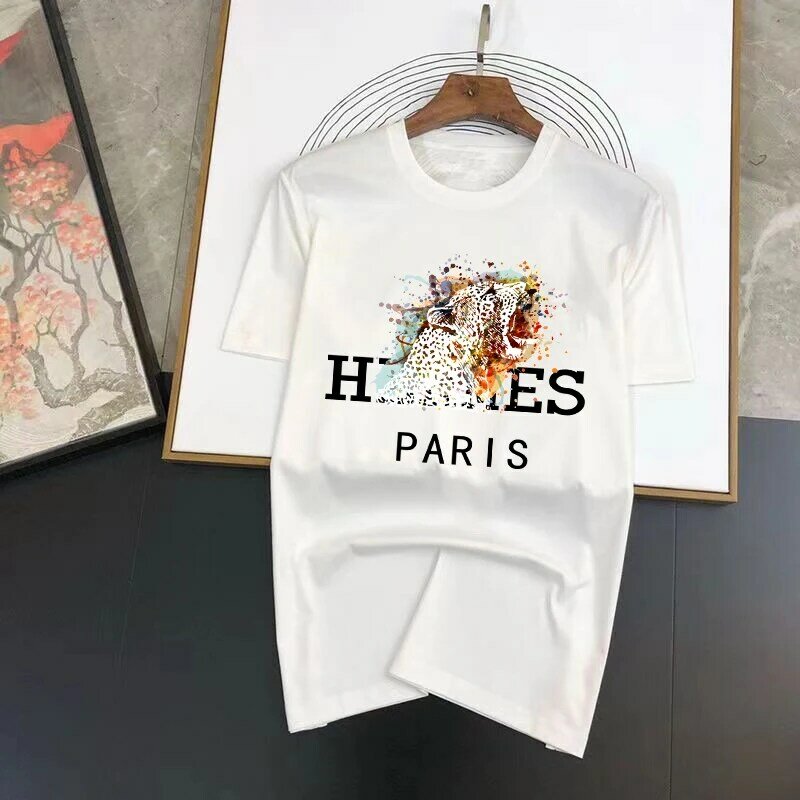Camiseta de algodão de luxo para homens e mulheres Camiseta de edição limitada Tops de rua Pintura a óleo animal Alta moda