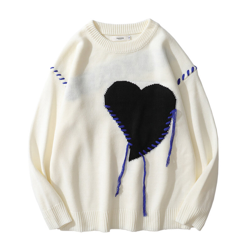 Suéter de manga larga para hombre y mujer, prenda de punto de gran tamaño con diseño de nicho de amor, de gran tamaño, de otoño e invierno, 2022