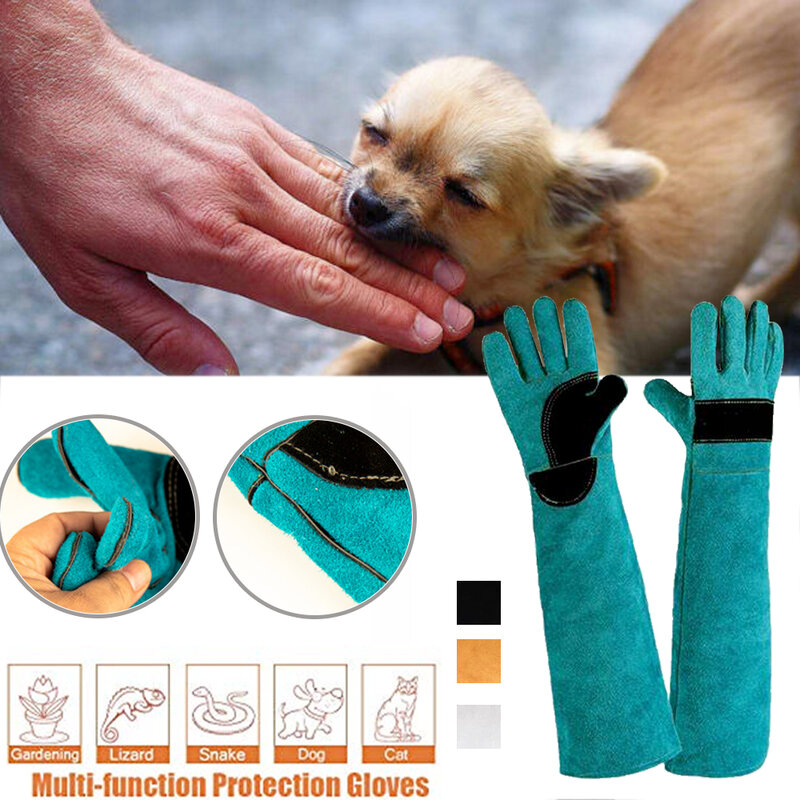 Перчатки из воловьей кожи для домашних животных, защитные перчатки против укусов, против морщин, змея, ящерицы, кошек, собак, для садоводства, работы, поездов