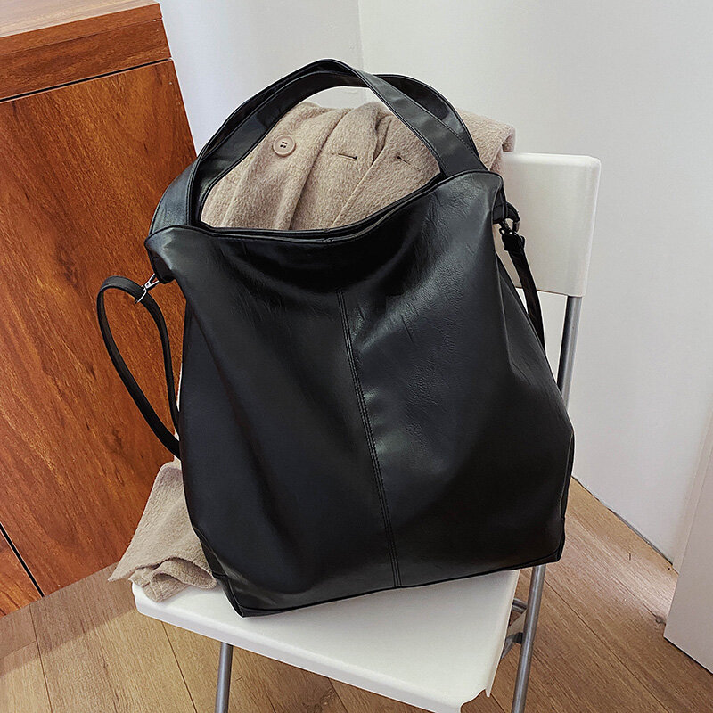Вместительная черная сумка на плечо для женщин, роскошный мессенджер из мягкой кожи, универсальные брендовые дамские сумочки через плечо
