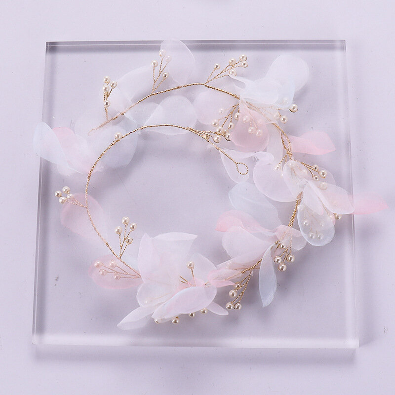 Filato netto fiore perla copricapo fiore fata fascia accessori da sposa