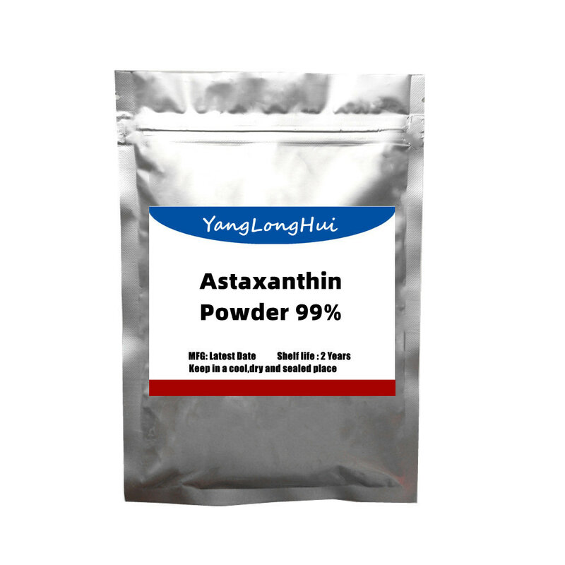 Astaxanthin Bubuk 99 Organik, 50-1000G Alami 99% Astaxanthin Bubuk Antioksidan untuk Menunda Penuaan