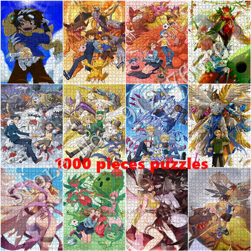 Digital Monster Paper Puzzle 1000 Pieces Bandai Jigsaw Puzzles Decompression Game Decorative Crafts Handmade Game Toys 3D Gifts