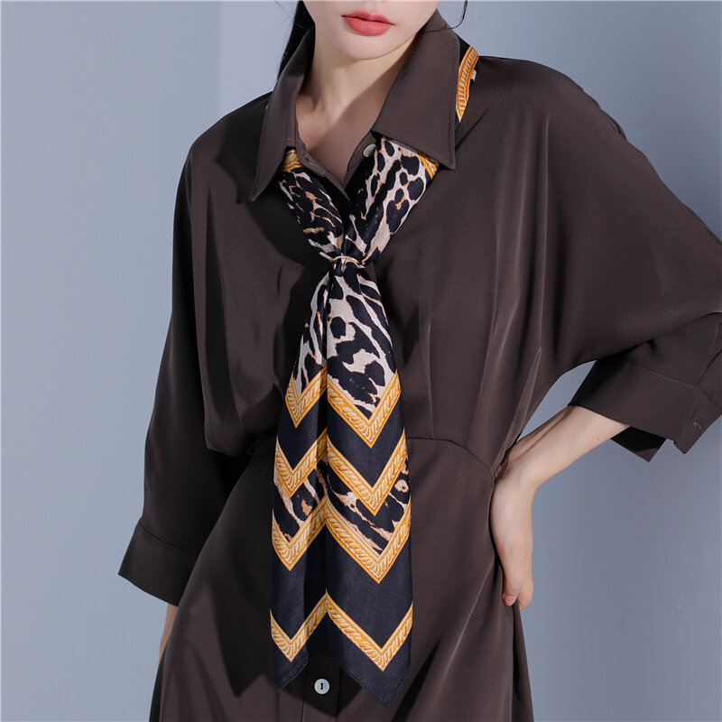 Foulard carré de marque de luxe pour femmes, Hijab en sergé Satin soie, châles, sac, bandeau enveloppant, Foulard pour cheveux