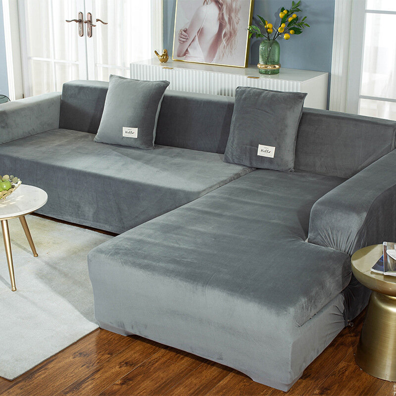 Funda de sofá elástica en forma de L para sala de estar
