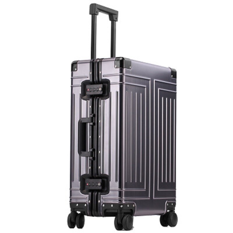100% alta-classificação de alumínio-magnésio de alta qualidade rolando bagagem perfeita para o embarque girador marca internacional mala de viagem