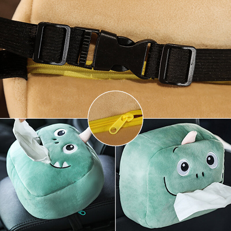 Caja de pañuelos creativa Kawaii, caja de servilletas de papel de dibujos animados suaves, cajas de papel de coche de animales bonitos, soporte de servilletas encantador para asiento de coche